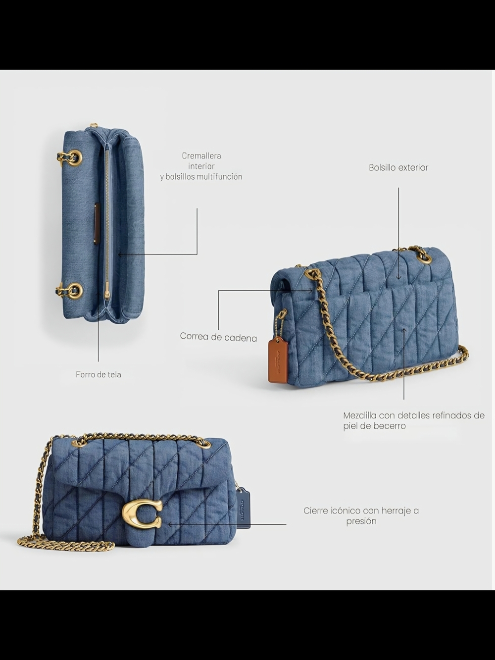 Coach  Tabby 26 Quilted Denim Crossbody with Gold Chain - Picture 5 of 7